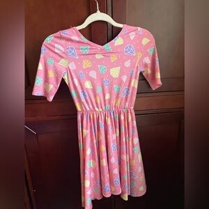 Dot Dot Small Pink Diamonds Ballerina Twirl Kids Dress 8/10